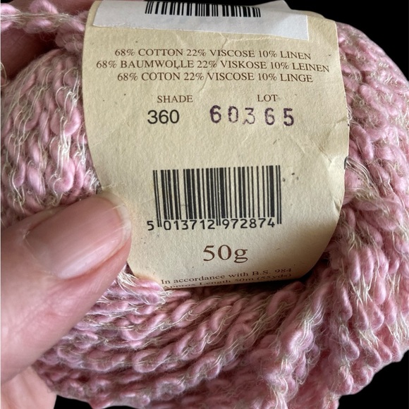 Rowan Cotton Braid Yarn~Lot of 16- 360 Lt Pink~Cotton Linen~Ribbon Yarn~Vintage - Picture 4 of 4